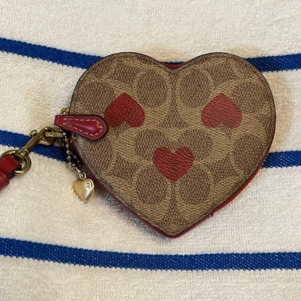 Coach Heart-Shaped Brown and Red coin purse